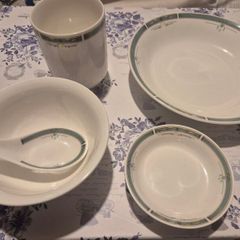 Vintage Burlington Fine Porcelain 5-Piece Oriental Dinner Set