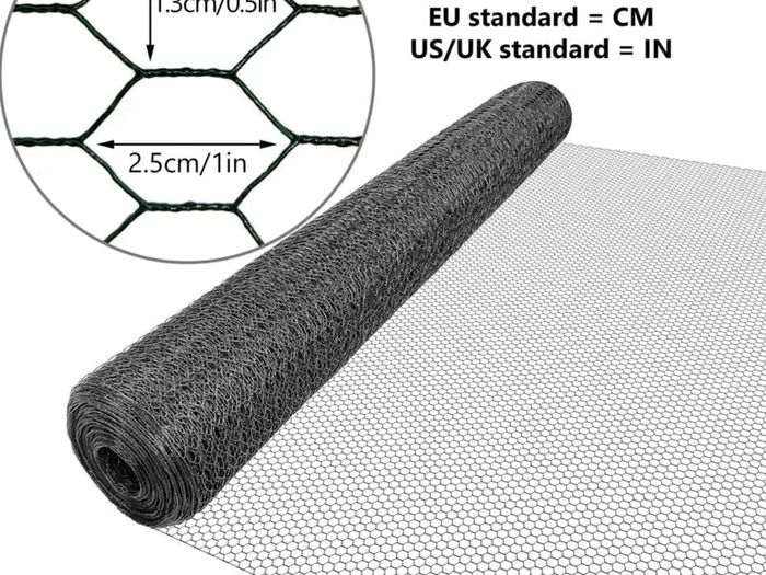 Chicken Wire Mesh Roll, PVC Coated Hexagonal Wire Mesh Fencing, Wire Poultry Netting, 1m x 50m, Hole Size: 13mm, Grey