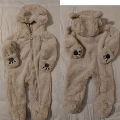 Warm fluffy Hooded pramsuit all in one