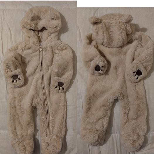fluffy Cosy Hooded pramsuit all in one