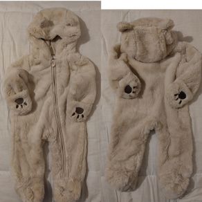 fluffy Cosy Hooded pramsuit all in one