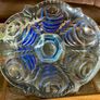 Vintage Large Art Deco Blue Glass Footed Bowl Image 3