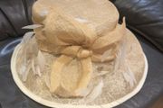 Windsmoor Yellow Wide Brim Natural Fibre &amp; Feathers Statement Occasion Hat