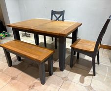 Harvey Norman Tisbury Extending Dining Set of table x2 chairs bench