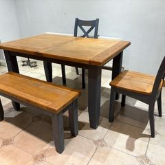 Harvey Norman Tisbury Extending Dining Set of table x2 chairs bench