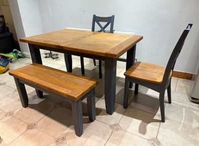 Harvey Norman Tisbury Extending Dining Set of table x2 chairs bench