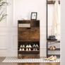 Shoe cabinet with 2 flaps, shoe rack with additional compartment, shoe storage, shoe organizer, melamine coating, 60 x 24 x 102 cm, vintage brown Image 2