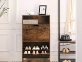 shoe cabinet with 2 flaps, shoe rack with additional compartment, shoe storage, shoe organizer, melamine coating, 60 x 24 x 102 cm, white