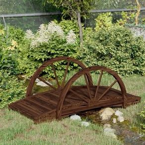 NEW SALE | Garden Bridge with Half-wheel 99x50x38 cm Solid Wood Fir
