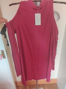 BNWT long sleeve wine red cold shoulder dress by Very size UK12 EU40 Postage included