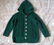 hand-knitted Green wool cardigan