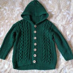 hand-knitted Green wool cardigan