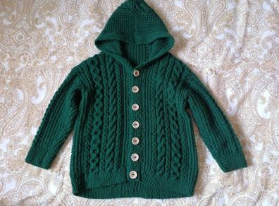 hand-knitted Green wool cardigan