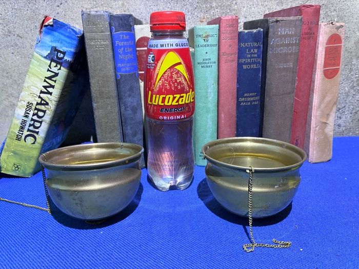 2 vintage brass planters