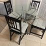 Glass Top Foldable Kitchen Table with Four Wooden Chairs Image 2
