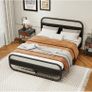 King Size Bed Frame Metal Platform Bed Frame with Wood Headboard Image 7