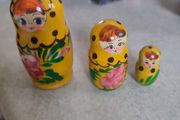 Vintage Russian Ussr Wooden 3 Piece Hand Painted Matryoshka Nesting Dolls