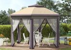 Gazebo Hexagon Patio Gazebo Pop Up Gazebo Outdoor Double Roof Instant Shelter with Netting 4.05mx4.05m