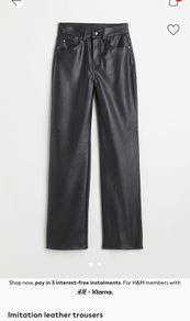 H&M black faux leather trousers size UK 8 EU36