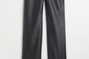 H&amp;M black faux leather trousers size UK 8 EU36