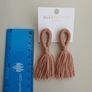 Pom pom mocha colour drop earrings Image 3