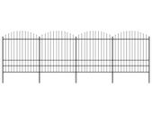 Garden Fence with Spear Top Steel (1.75-2)x6.8 m Black