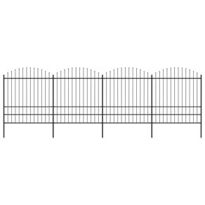 Garden Fence with Spear Top Steel (1.75-2)x6.8 m Black