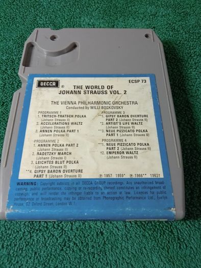 Vintage 8 Track Cartridge Tape/The World Of Johann Strauss  vol 2