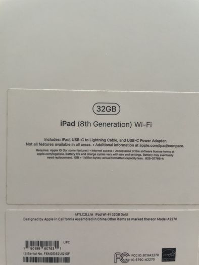 iPad 8th gen empty box