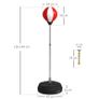 Adjustable Free-Standing Punching Bag with Gloves & Fillable Base, 43 x 43 x 126-144 cm (17 x 17 x 49.6-56.7 in),Red/White Image 3