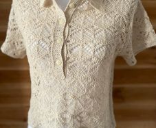 womens top blouse short sleeve crocheted Mango ecru size S brand new