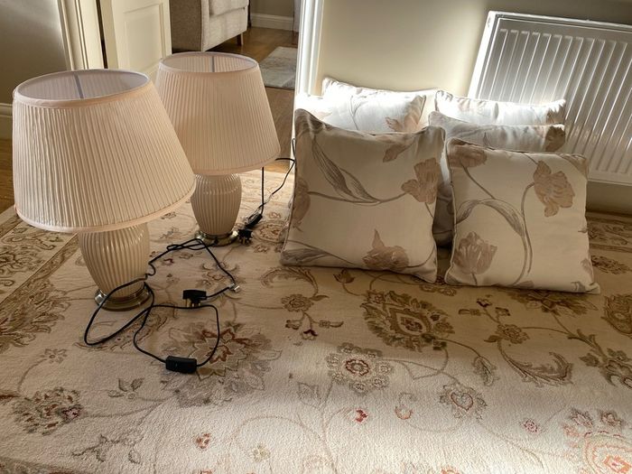 2 x lamps and 7 cushions