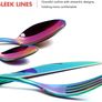 Cutlery Set, Black or Rainbow 24 Piece Stainless Steel Flatware Set, Silverware Dinnerware Set Service for 6, Tableware Cutlery Include Knife/Fork/Spoon/Teaspoon for Home with Gift Box Image 8