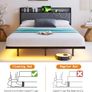 Double Metal Bed Frame with LED Lights & USB Charging Station, 135x190cm Metal Platform Bed Frame Image 3