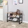 _Shoe bench Shoe cabinet in industrial design, shoe rack with 2 grid shelves, rounded frame, easy assembly, stable, space-saving, narrow, wood look, vintage Image 3