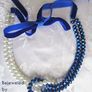 Handmade Statement White and Navy Blue Mix Necklace with Velvet Cord, in a Gift Box Image 3