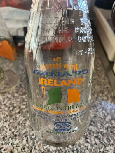 3 vintage 1990 World Cup milk bottles