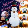 8FT Christmas Inflatable Outdoor Decorations, Christmas Inflatable Snowman with Two Penguins, Built-in Rotating LED Light for Outdoor Indoor, Garden, Patio, Lawn, Xmas Party Image 4