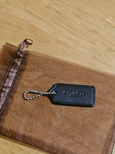 Coach Small Black/Brown Leather Bag Tag / / NEW