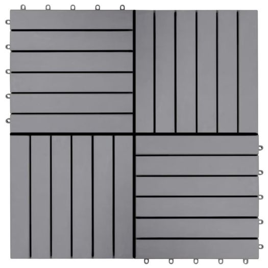 Decking Tiles 10 pcs Grey Wash 30x30 cm Solid Acacia Wood