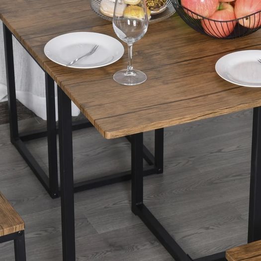 MDF Topped Steel 5-Piece Dining Table w/ 4 Stools Set Black (FREE SHIPPING)