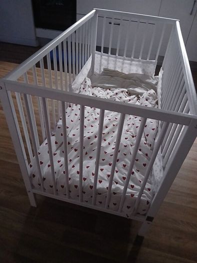 White cot & matress