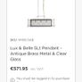 Lux & Belle 5Lt Pendant - Antique Brass Metal & Clear Glass Image 3