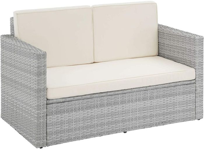 _Poly Rattan Lounge Set, 2-Seater Sofa with Backrest,