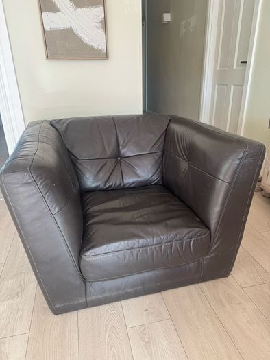 Brown Italian Leather 3+1+1 Sofa Suite