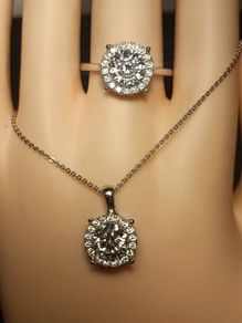 High quality 2 Ct + 2Ct Moissanite Solitaire Ring and Pendant Set.