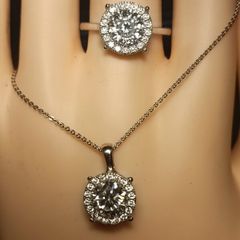 High quality 2 Ct + 2Ct Moissanite Solitaire Ring and Pendant Set.