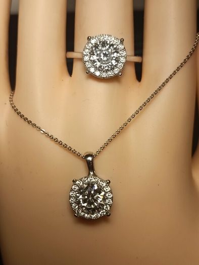 High quality 2 Ct + 2Ct Moissanite Solitaire Ring and Pendant Set.