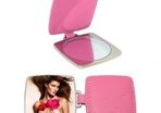 Personalised Curved Square Compact Mirror with Leather Case