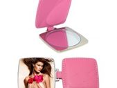 Personalised Curved Square Compact Mirror with Leather Case